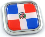 Dominican Republic Flag Square Chrome rim Emblem Car 3D Decal Badge Bumper 2"