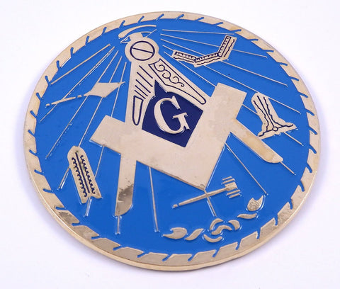 Mason Working Tools Gold/Blue 3.25" Color auto Emblem Metal car Decal MAS25