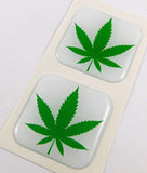 Marijuana Leaf Pot Cannabis Square Domed Decal car Bike Gel Stickers 1.5" 2pc