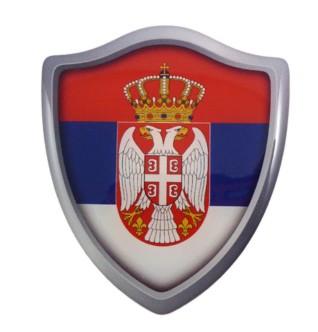Serbia Serbian Flag Shield Domed Decal 3D Look Emblem Resin car Sticker 2.6"x3"