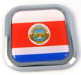 Costa Rica Flag Square Chrome rim Emblem Car 3D Decal Badge Bumper sticker 2"