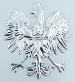 Poland, Polish Eagle Chrome Silver Finish Decal Emblem 3D Sticker car Bike 2.5" Flexible