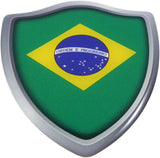 Brazil Flag Shield Domed Decal 3D Look Emblem Resin car Sticker 2.6"x3"