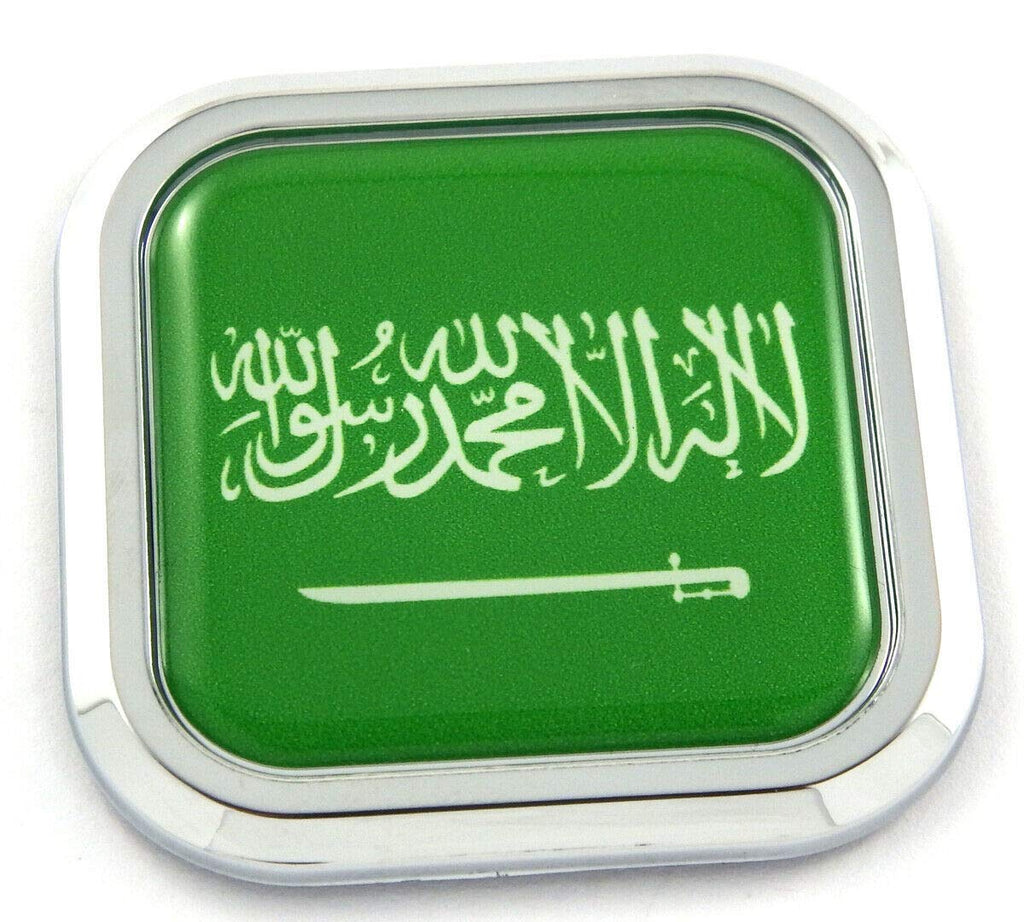 Saudi Arabia Flag Square Chrome rim Emblem Car 3D Decal Badge Bumper sticker 2"
