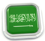Saudi Arabia Flag Square Chrome rim Emblem Car 3D Decal Badge Bumper sticker 2"