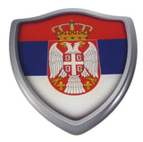 Serbia Serbian Flag Shield Domed Decal 3D Look Emblem Resin car Sticker 2.6"x3"
