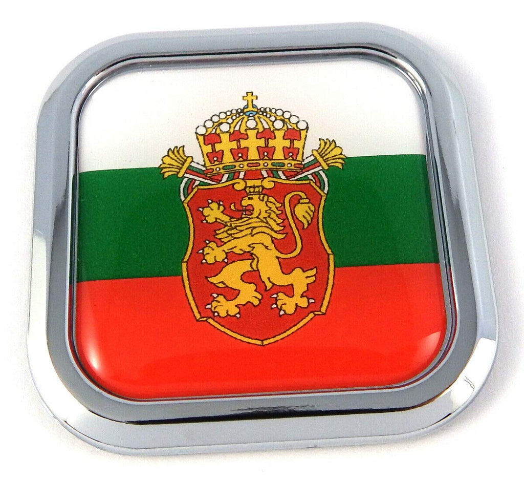 Bulgaria Flag Square Chrome rim Emblem Car 3D Decal Badge Hood Bumper sticker 2"