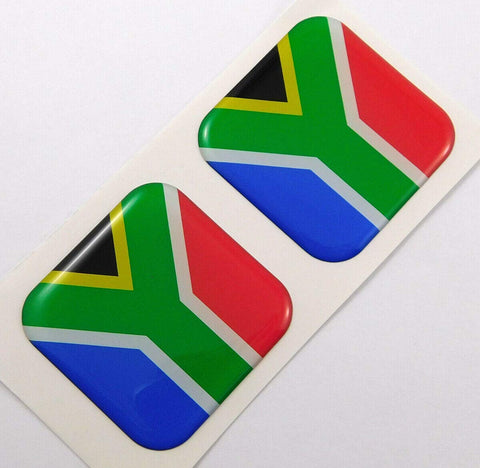 South Africa Flag Square Domed Decal car Bike Gel Stickers 1.5" 2pc