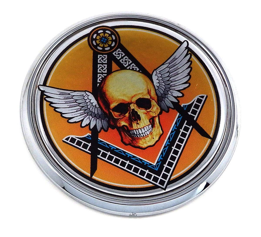 Mason Masonic with Skull Flag 2.75" Car Chrome Round Emblem Decal 3D Badge