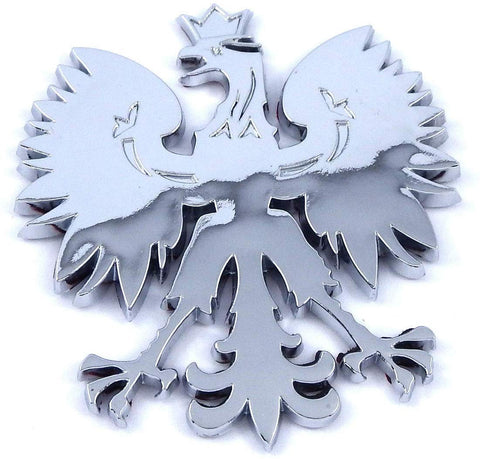 Poland 2.5" Polish Polski Eagle with Crown Chrome 3D Emblem Decal Badge Polska