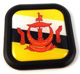 Brunei Flag Square Black rim Emblem Car 3D Decal Badge Hood Bumper sticker 2"