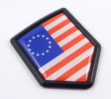 USA Betsy Ross American Flag Black Shield Emblem Car Bike Decal Crest 3D Sticker