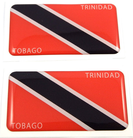 Trinidad and Tobago Flag Domed Decal 3D Sticker Emblem 2.6" Set of 2 Decals
