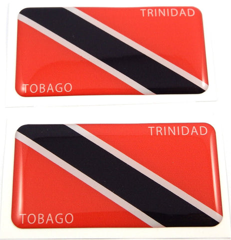 Trinidad and Tobago Flag Domed Decal 3D Sticker Emblem 2.6" Set of 2 Decals