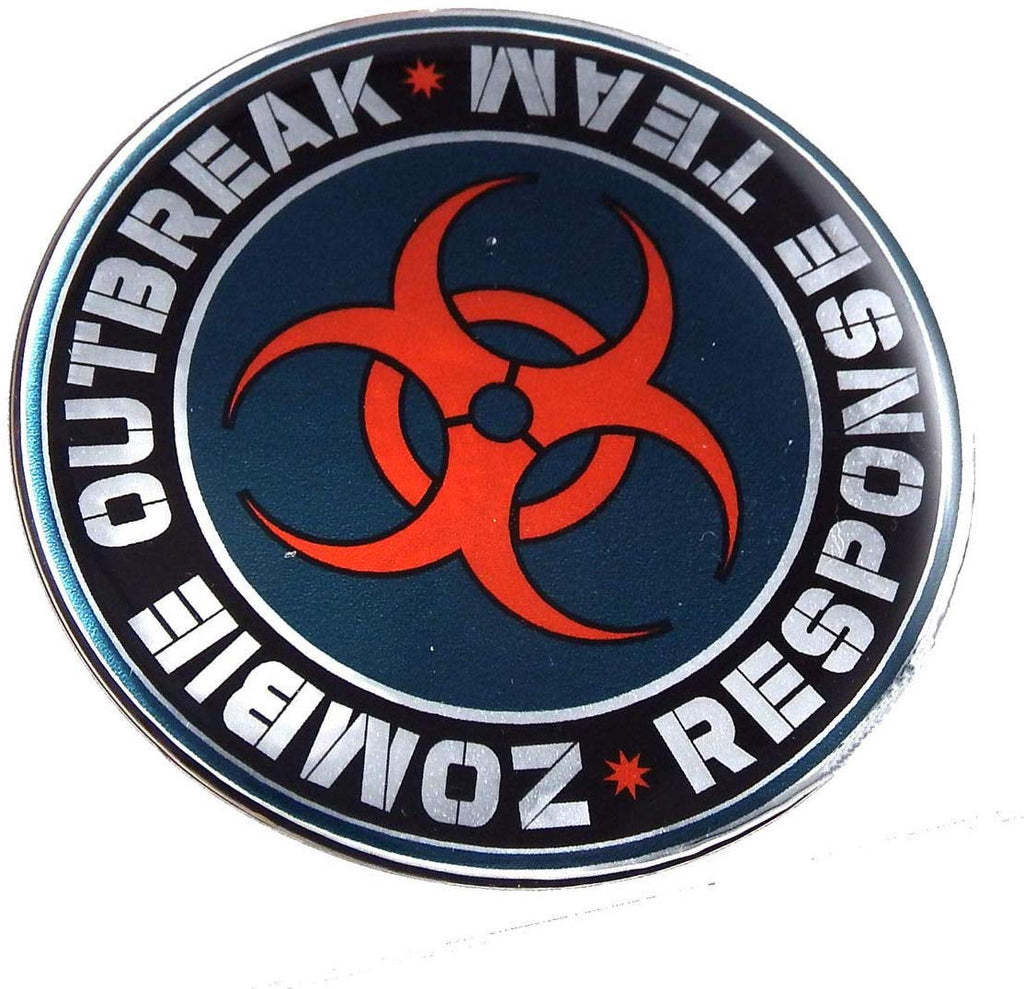 Zombie Outbreak Round Domed car Decal Emblem 3D Chrome Sticker 2.44"