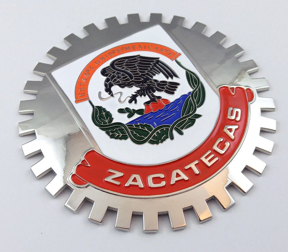 Zacatecas Mexico Grille Badge for car Truck Grill Mount Mexican Flag
