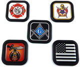 USA America Flag Square Black rim Emblem Car 3D Decal Badge Bumper sticker 2"