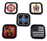 USA Police American flag Square Black rim Emblem Car 3D Decal Badge Bumper 2"