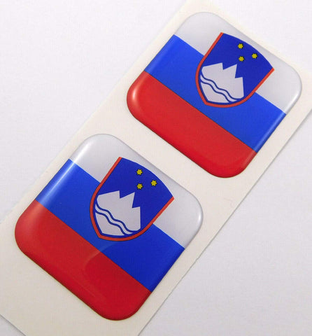 Slovenia Flag Square Domed Decal car Bike Gel Stickers 1.5" 2pc