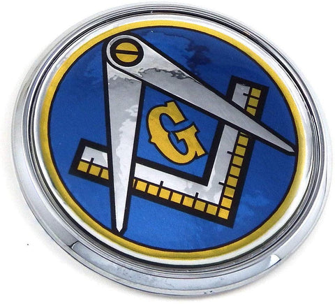 Mason Masonic Blue Back Flag 2.75" Car Chrome Round Emblem Decal 3D Badge