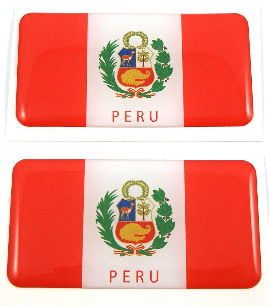 Peru Peruvian Flag Domed Decal 3D Sticker Emblem 2.6" Set of 2 Decals