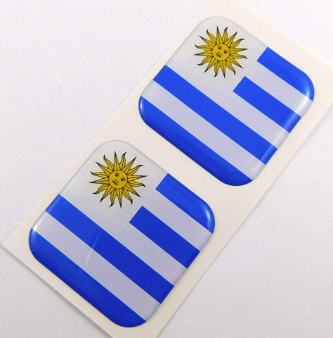 Uruguay Flag Square Domed Decal car Bike Gel Stickers 1.5" 2pc