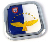 Azores Flag Square Chrome rim Emblem Car 3D Decal Badge Bumper Hood sticker 2"
