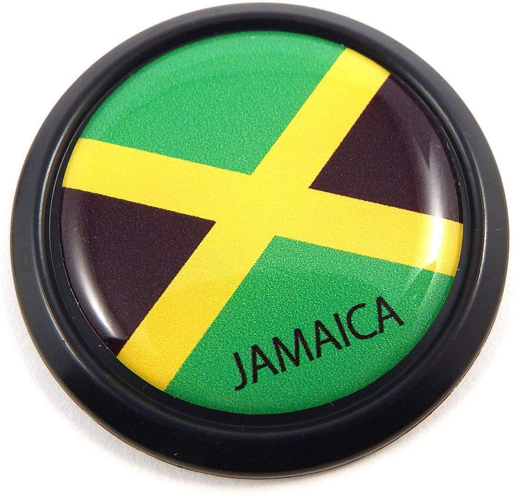 Jamaica Black Round Flag Car Decal Emblem Bumper 3D Sticker 1.85"