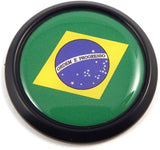 Brazil Black Round Flag Car Decal Emblem Bumper 3D Sticker 1.85"