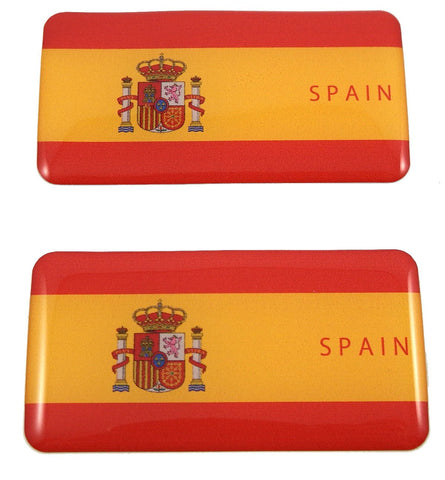 Spain Spanish Flag Domed Decal 3D Sticker Emblem 2.6" Set of 2 Decals