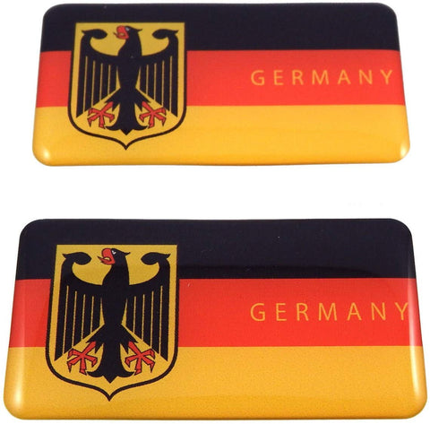 Germany German Deutschland Flag Domed Decal 3D Sticker Emblem 2.6" Set of 2 Decals