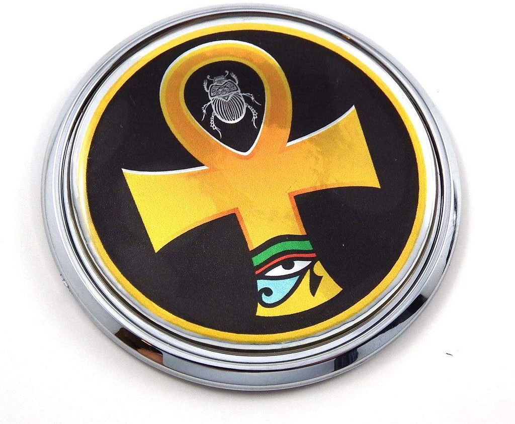 Akhn Egypt Symbol Flag 2-3/4" Car Chrome Round Emblem Decal 3D Sticker