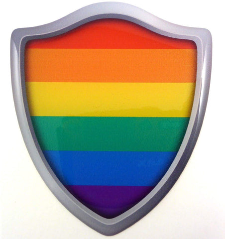 Pride Lesbian Gay Flag Shield Domed Decal 3D Look Emblem Resin car Sticker 2.6"x3"