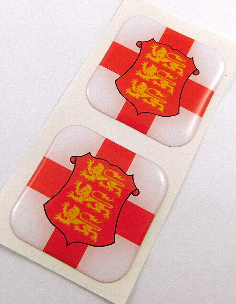 England Flag Square Domed Decal car Bike Gel Stickers 1.5" 2pc