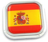 Spain Flag Square Chrome rim Emblem Car 3D Decal Badge Hood Bumper sticker 2"