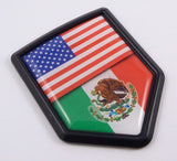 USA Mexico Flag Black Shield Emblem Car Bike Decal Crest Badge