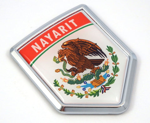 Nayarit Mexico Flag Mexican Car Emblem Chrome Bike Decal 3D Sticker MX20