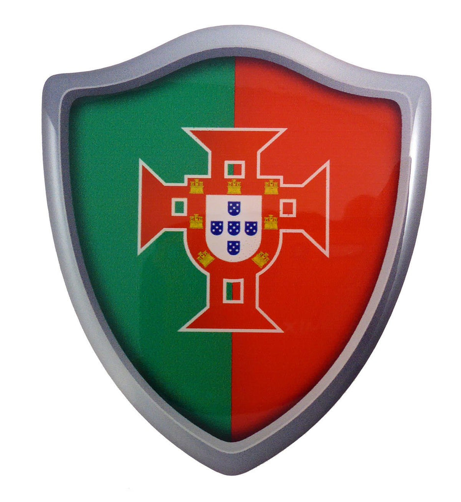 Portugal Flag Shield Domed Decal 3D Look Emblem Resin car Sticker 2.6"x3"