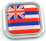 Hawaii Flag Square Chrome rim Emblem Car 3D Decal Badge Hood Bumper sticker 2"