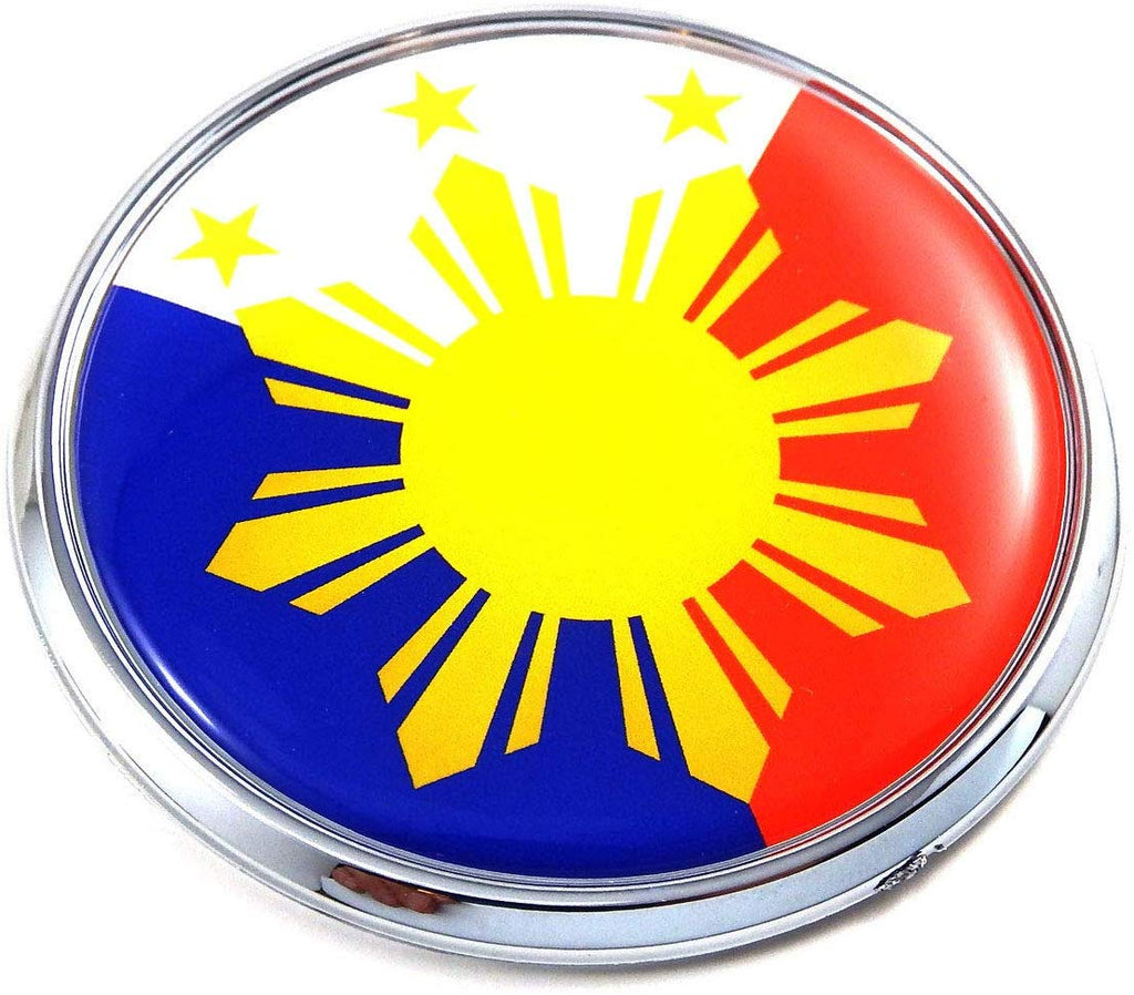 Philippine Philippines Flag 2.75" Car Chrome Round Emblem Decal 3D Sticker Badge