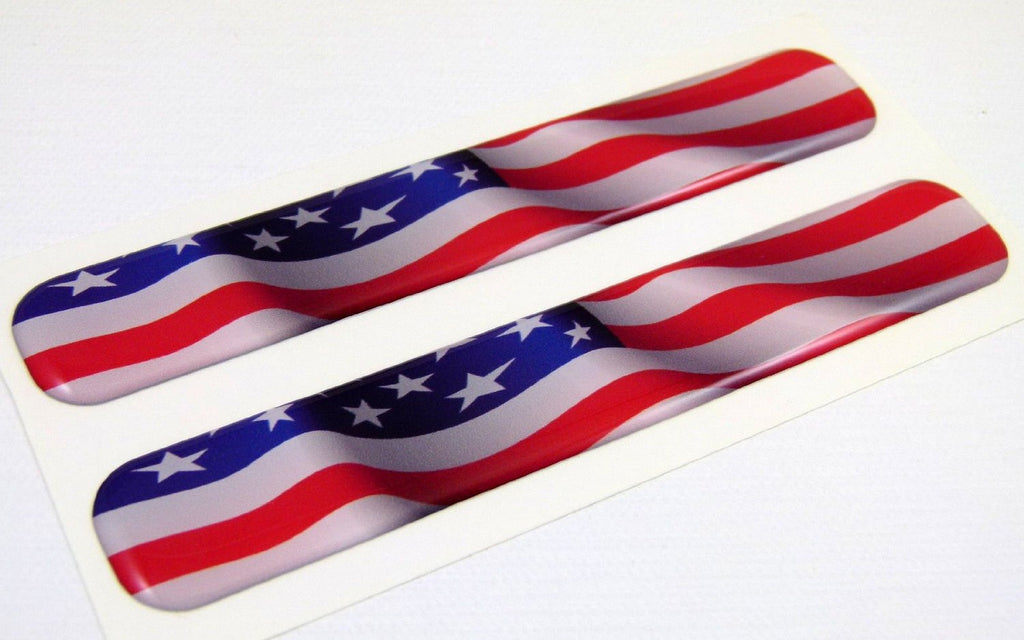 USA American Flag Domed Decal Emblem Resin car stickers 5"x 0.82" 2pc.