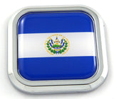 Salvador Flag Square Chrome rim Emblem Car 3D Decal Badge Hood Bumper sticker 2"