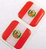 Peru Pruvian Flag Square Domed Decal car Bike Gel Stickers 1.5" 2pc