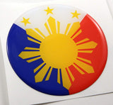 Philippines Philippine Flag Round Domed Decal Emblem Car Bike 3D Sticker 2.44"