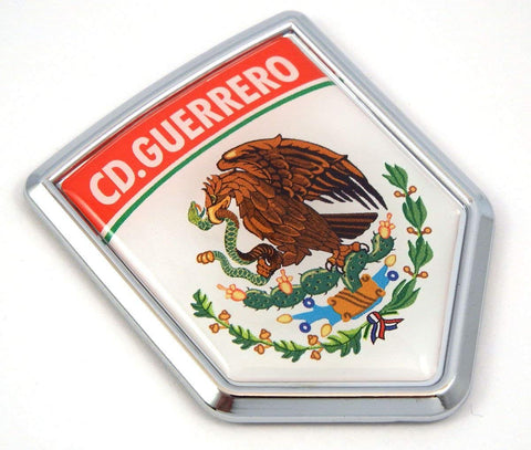 MX3 CD Guerrero Mexico Flag Mexican Car Emblem Chrome Bike Decal 3D Sticker