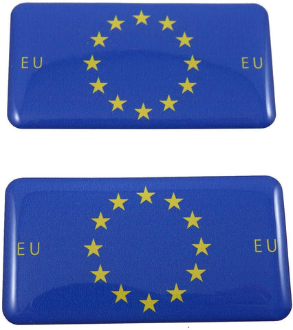 European Union Europe Flag Domed Decal 3D Sticker Emblem 2.6" Set of 2 Decals