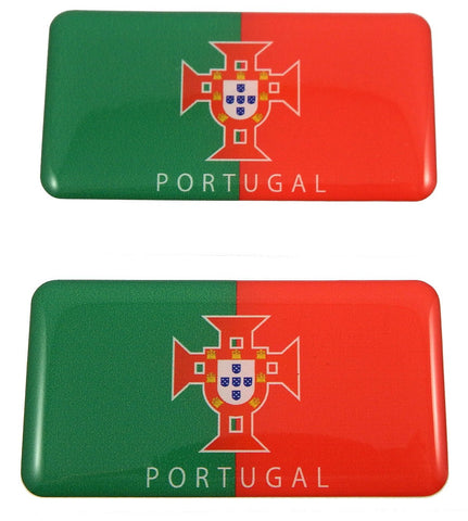 Portugal Portuguese Flag Domed Decal 3D Sticker Emblem 2.6" Set of 2 Decals