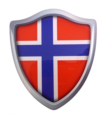 Norway Flag Shield Domed Decal 3D Look Edge Emblem Resin car Sticker 2.6"x3"