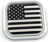 USA America Black White Flag Square Chrome Emblem Car 3D Decal Badge Bumper 2"