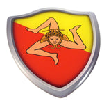 Sicily Italian Flag Shield Domed Decal 3D Look Emblem Resin car Sticker 2.6"x3"